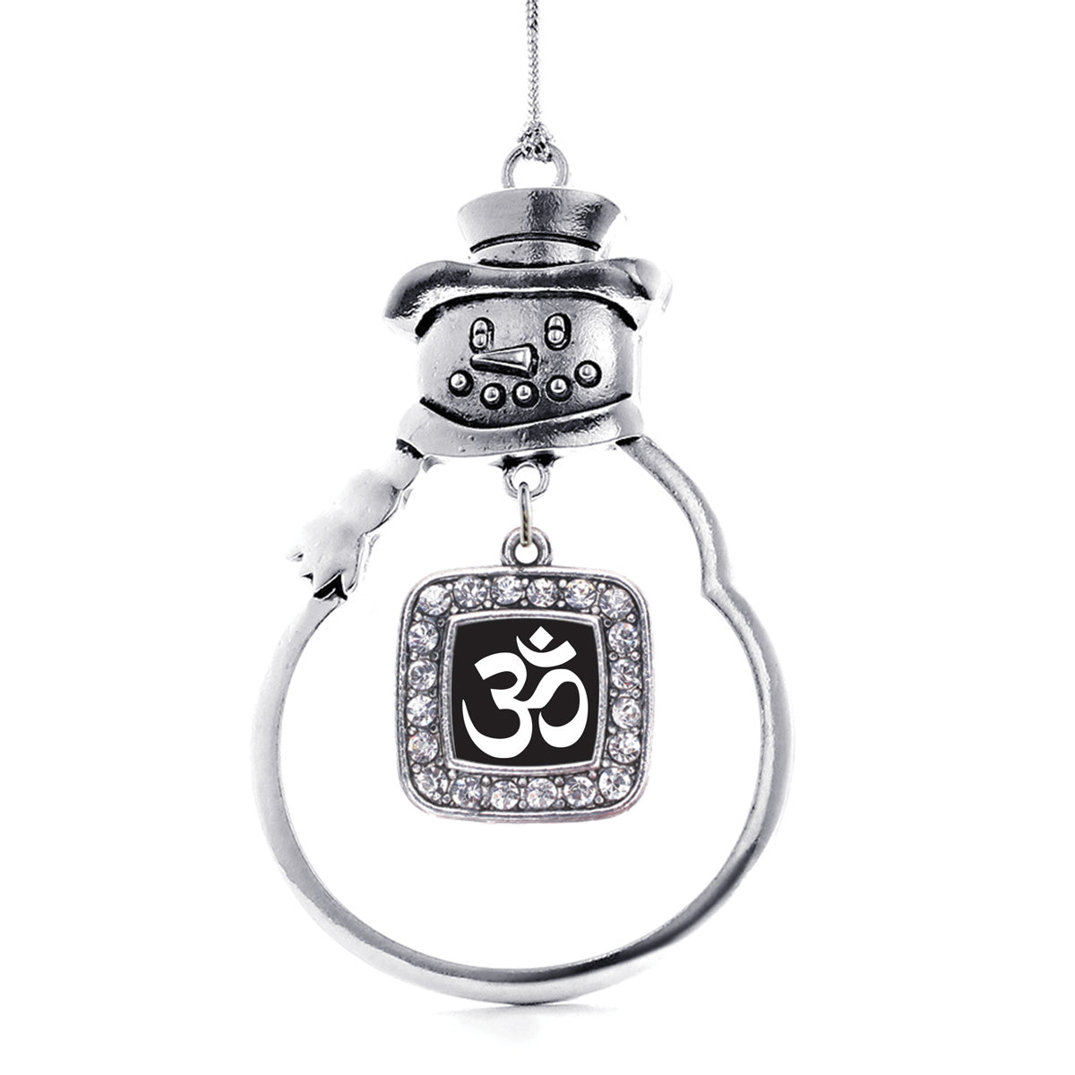Black and Whit OM Yoga Square Charm Christmas / Holiday Ornament
