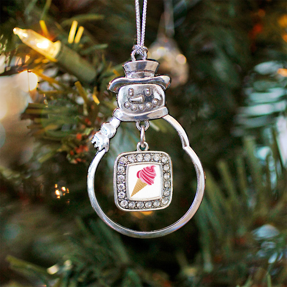 Ice Cream Cone LoversSquare Charm Christmas / Holiday Ornament