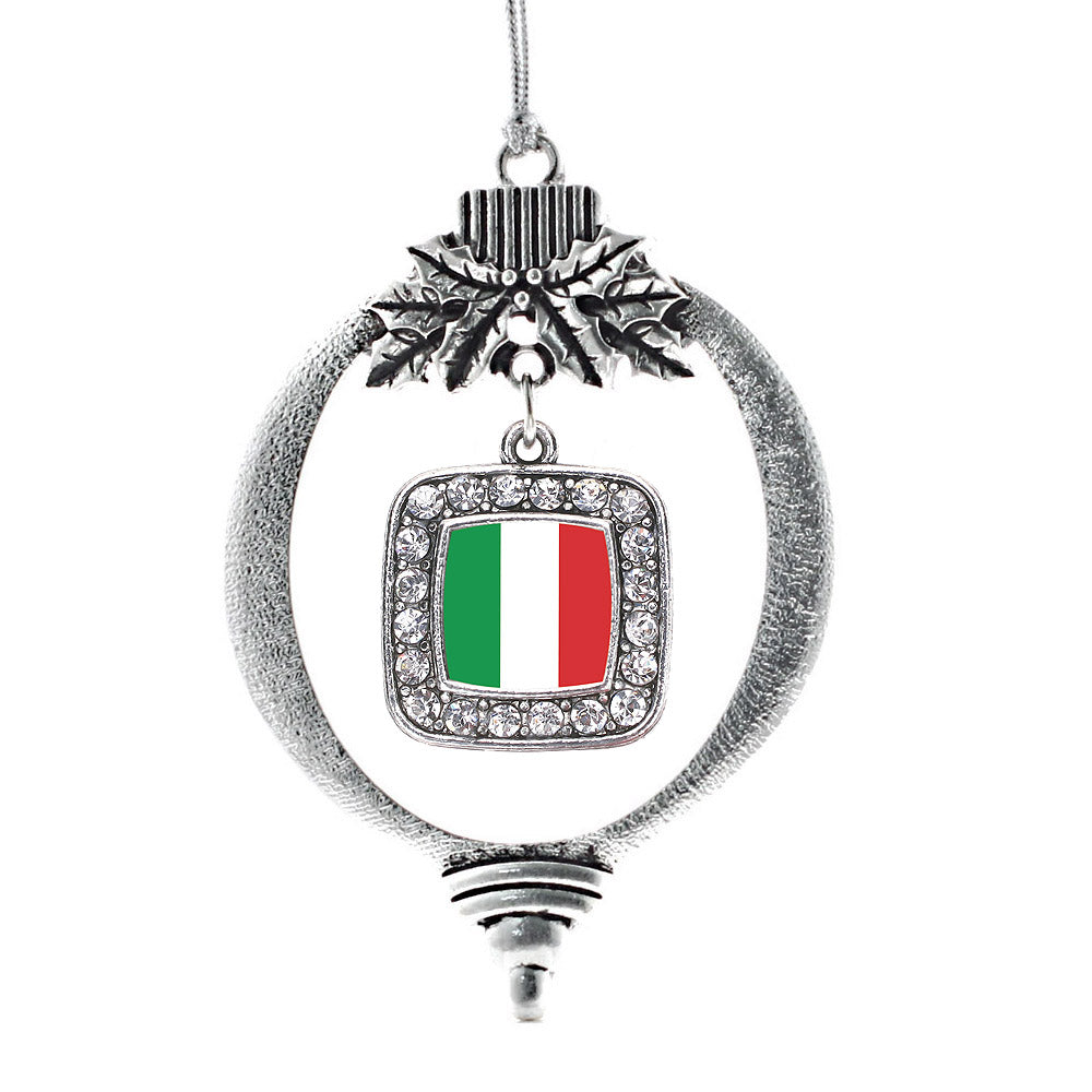 Italian Flag Square Charm Christmas / Holiday Ornament