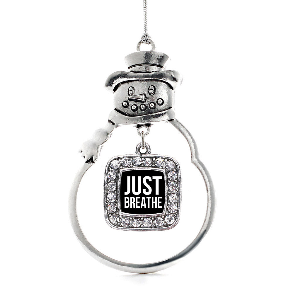 Just Breathe Black Square Charm Christmas / Holiday Ornament