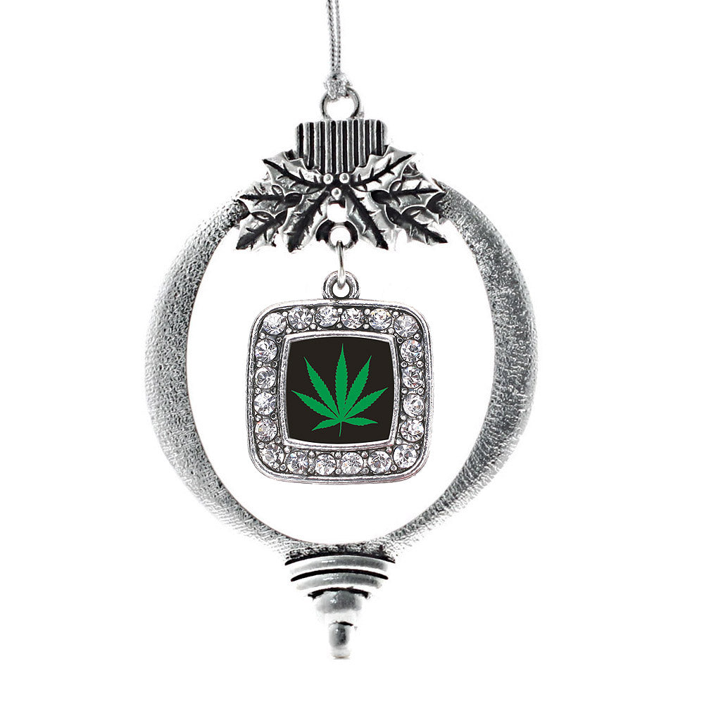 Marijuana Leaf Square Charm Christmas / Holiday Ornament