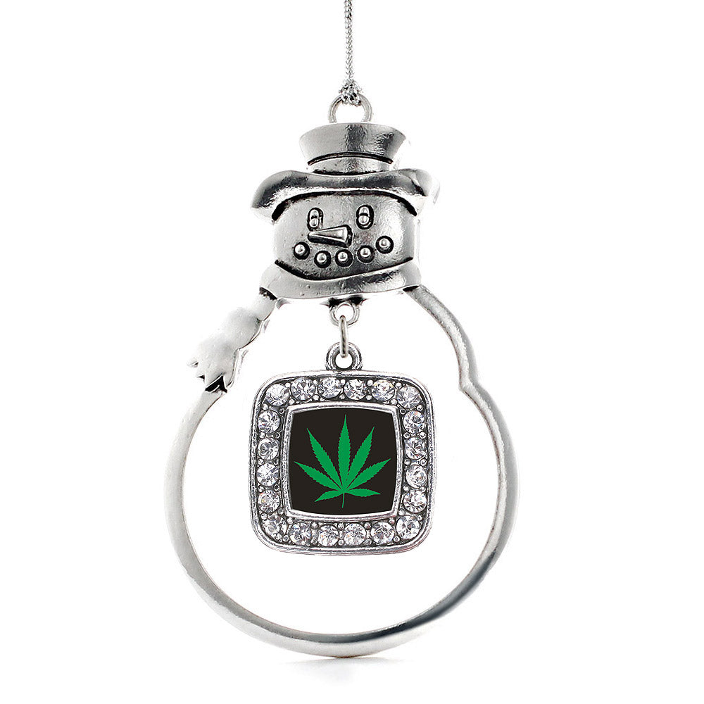 Marijuana Leaf Square Charm Christmas / Holiday Ornament