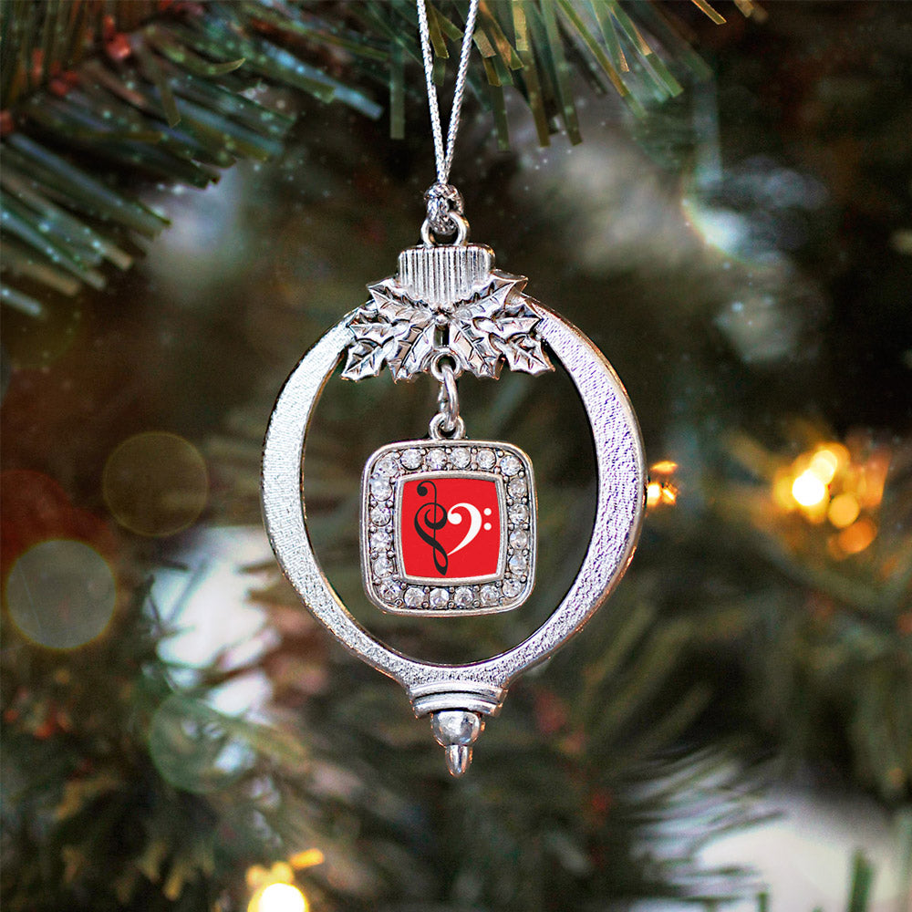 Music Is Love Square Charm Christmas / Holiday Ornament