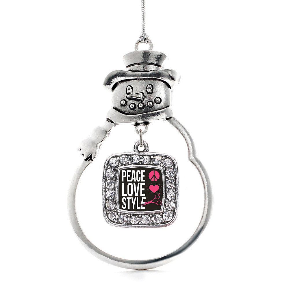 Peace, Love, And Style Square Charm Christmas / Holiday Ornament