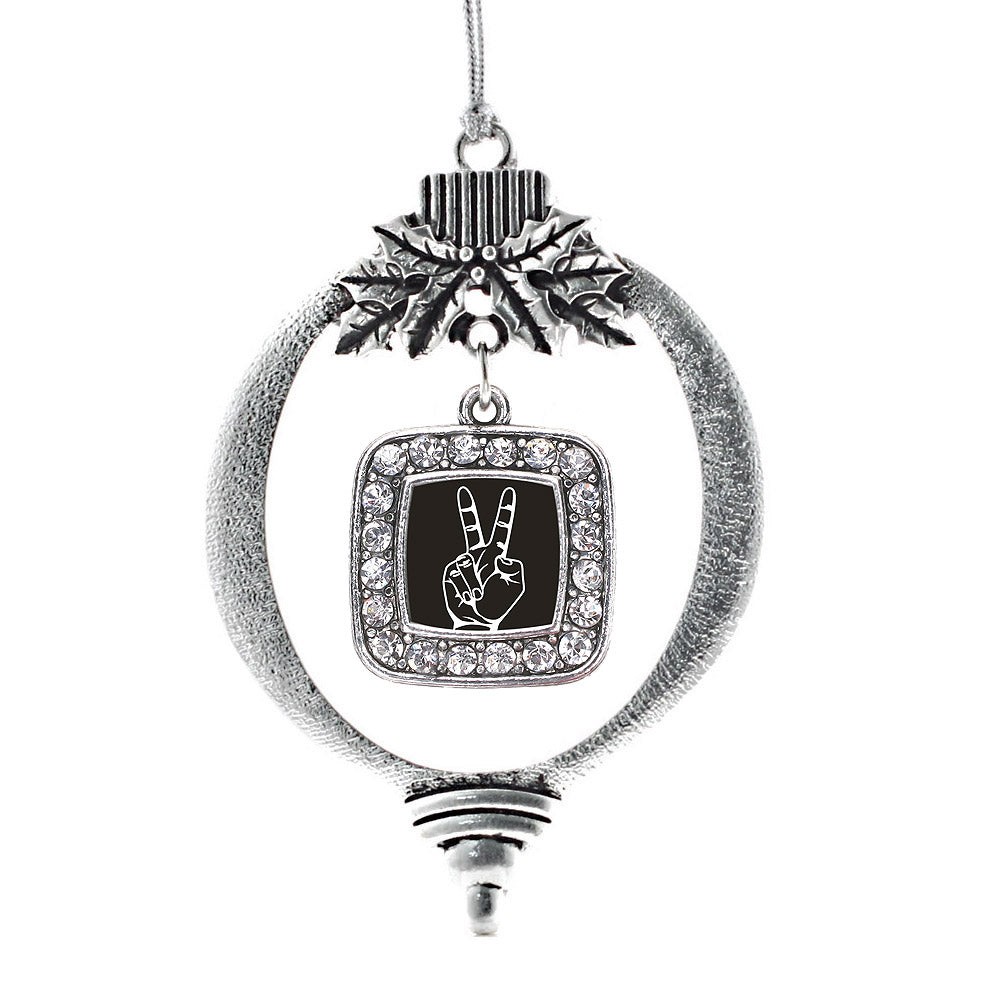 Peace Sign Language Interpreter Square Charm Christmas / Holiday Ornament