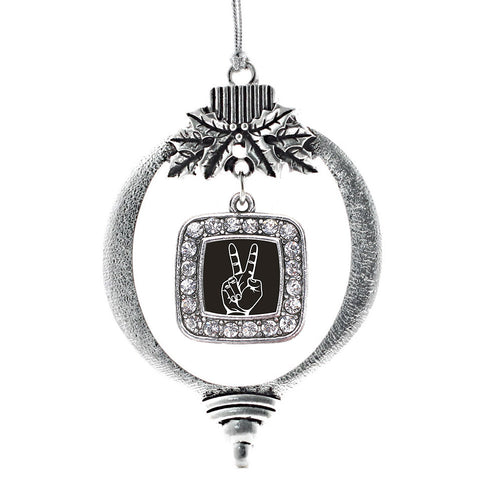Peace Sign Language Interpreter Square Charm Christmas / Holiday Ornament