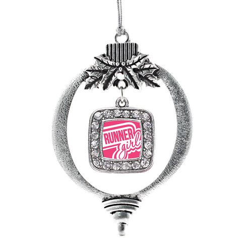 Runner Girl Square Charm Christmas / Holiday Ornament