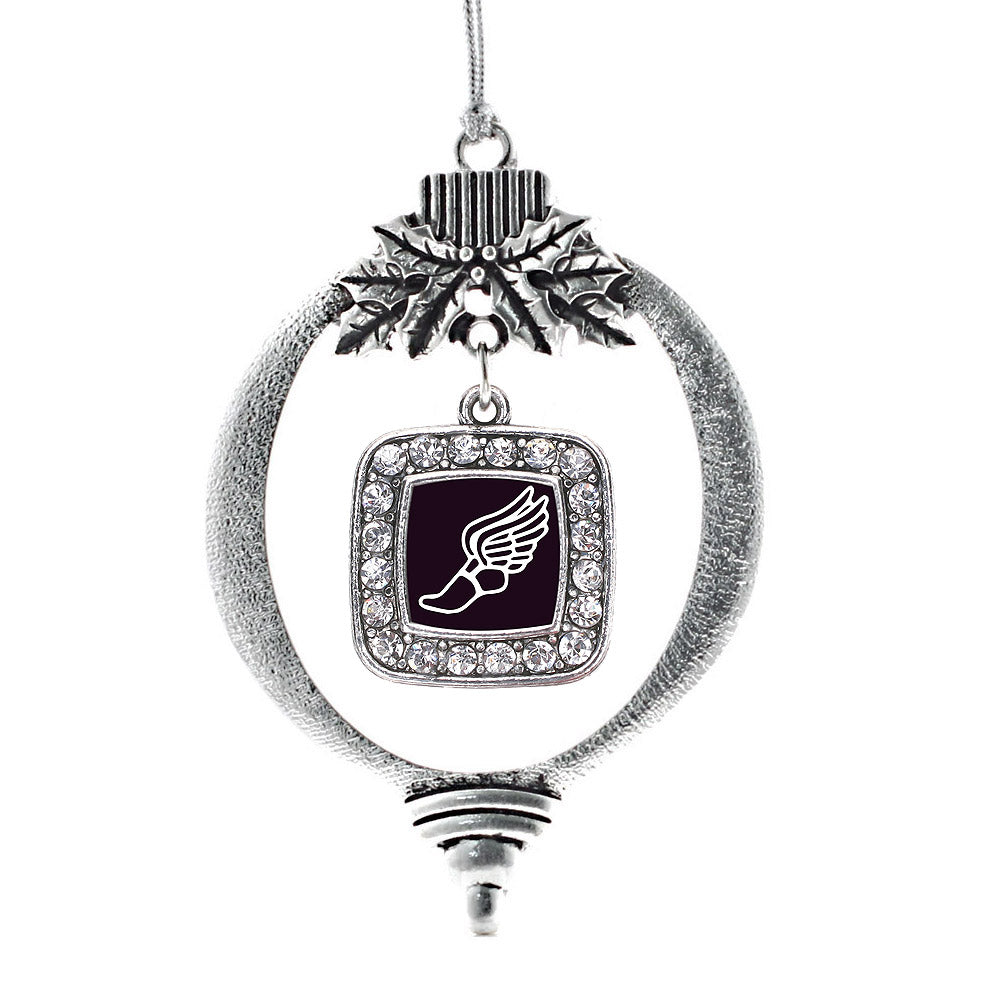 Track Runner Square Charm Christmas / Holiday Ornament