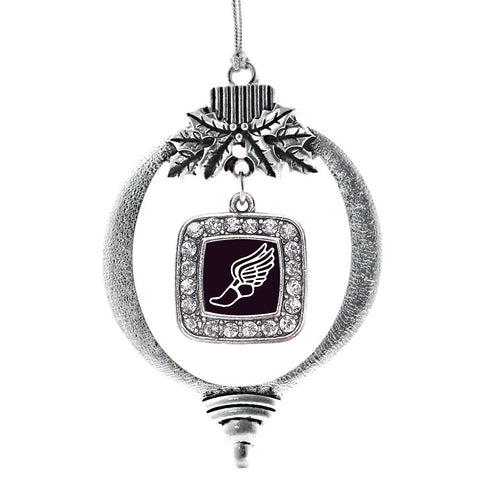Track Runner Square Charm Christmas / Holiday Ornament