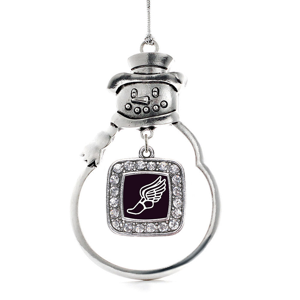 Track Runner Square Charm Christmas / Holiday Ornament