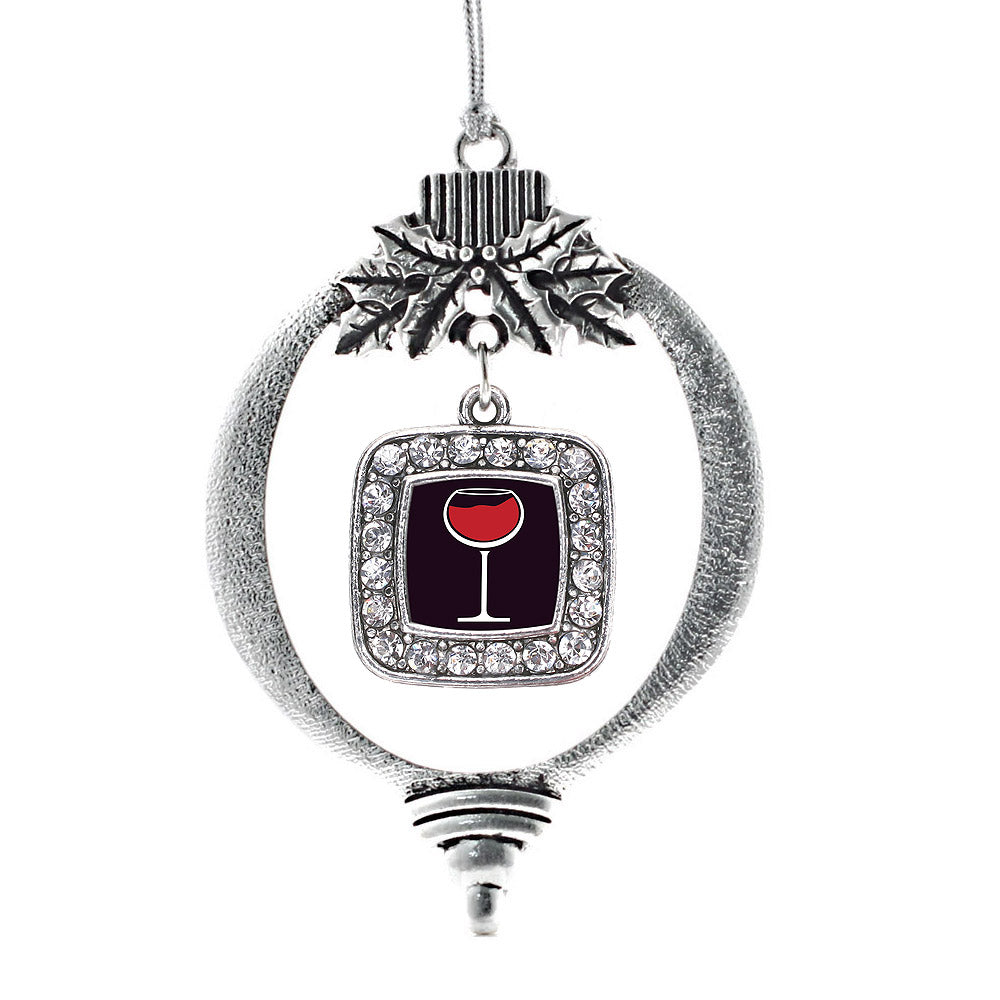 Wine Lovers Square Charm Christmas / Holiday Ornament