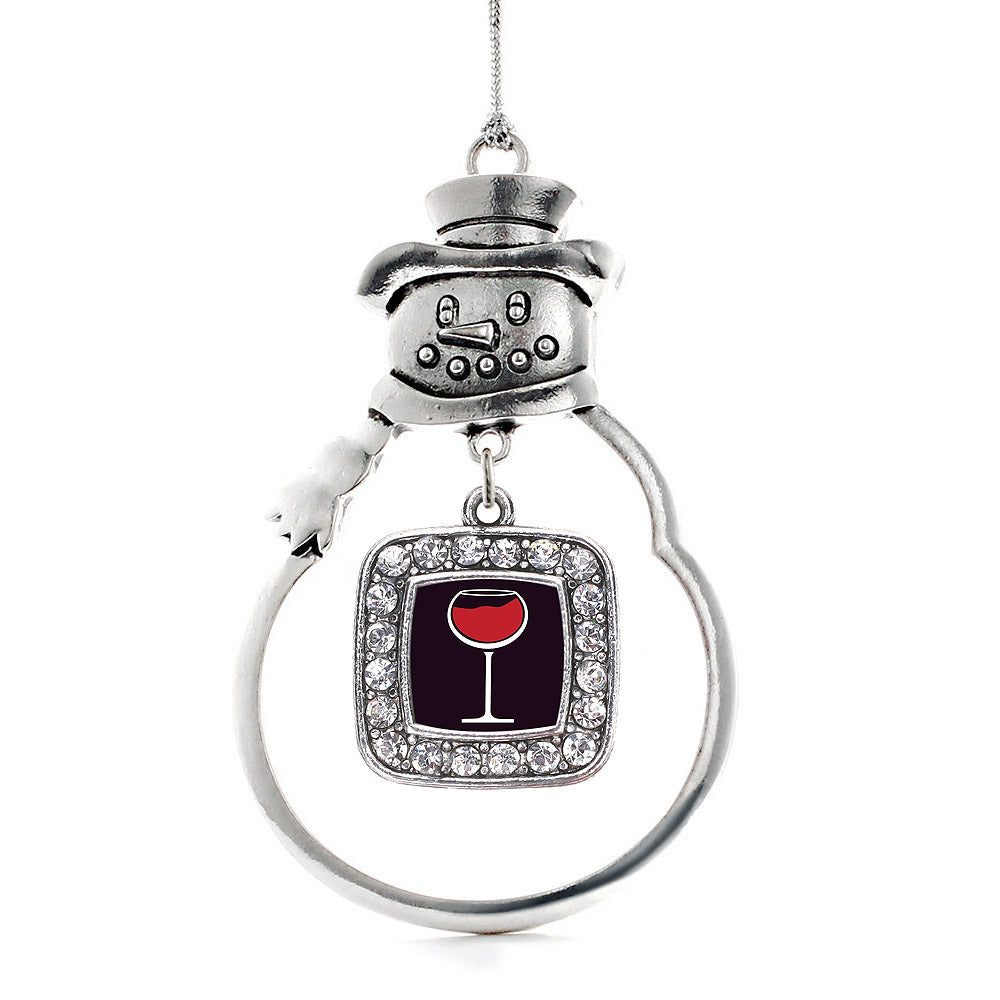 Wine Lovers Square Charm Christmas / Holiday Ornament