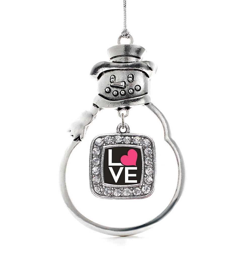 Love Heart Square Charm Christmas / Holiday Ornament