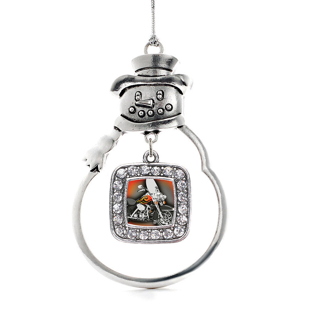 Motorcycle Lovers Square Charm Christmas / Holiday Ornament