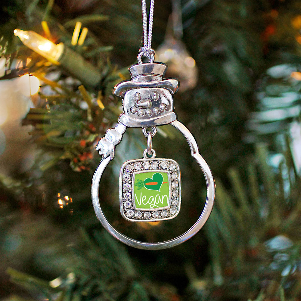 Vegan Square Charm Christmas / Holiday Ornament