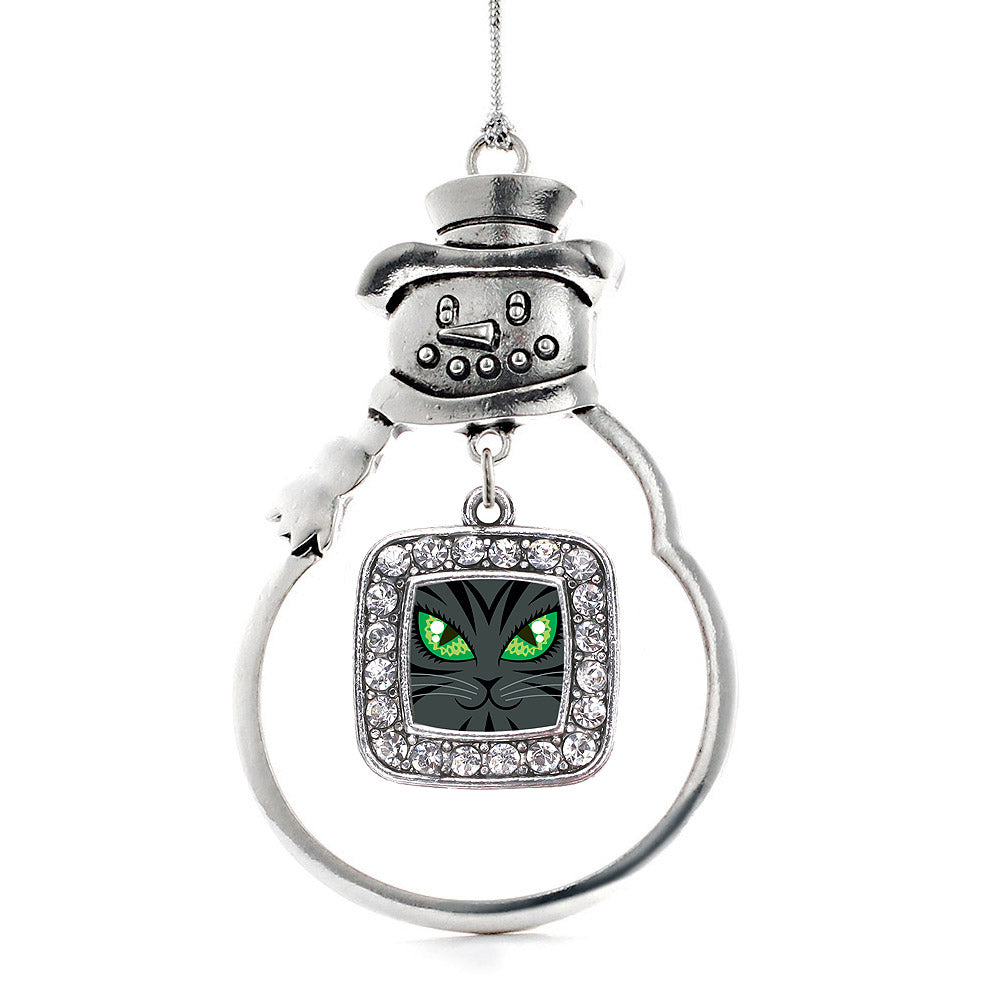 Mischievous Cat Square Charm Christmas / Holiday Ornament