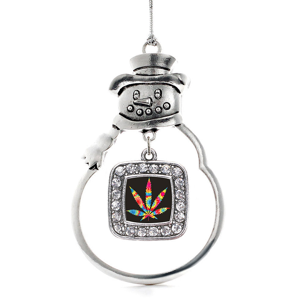Tie Dye Marijuana Leaf Square Charm Christmas / Holiday Ornament