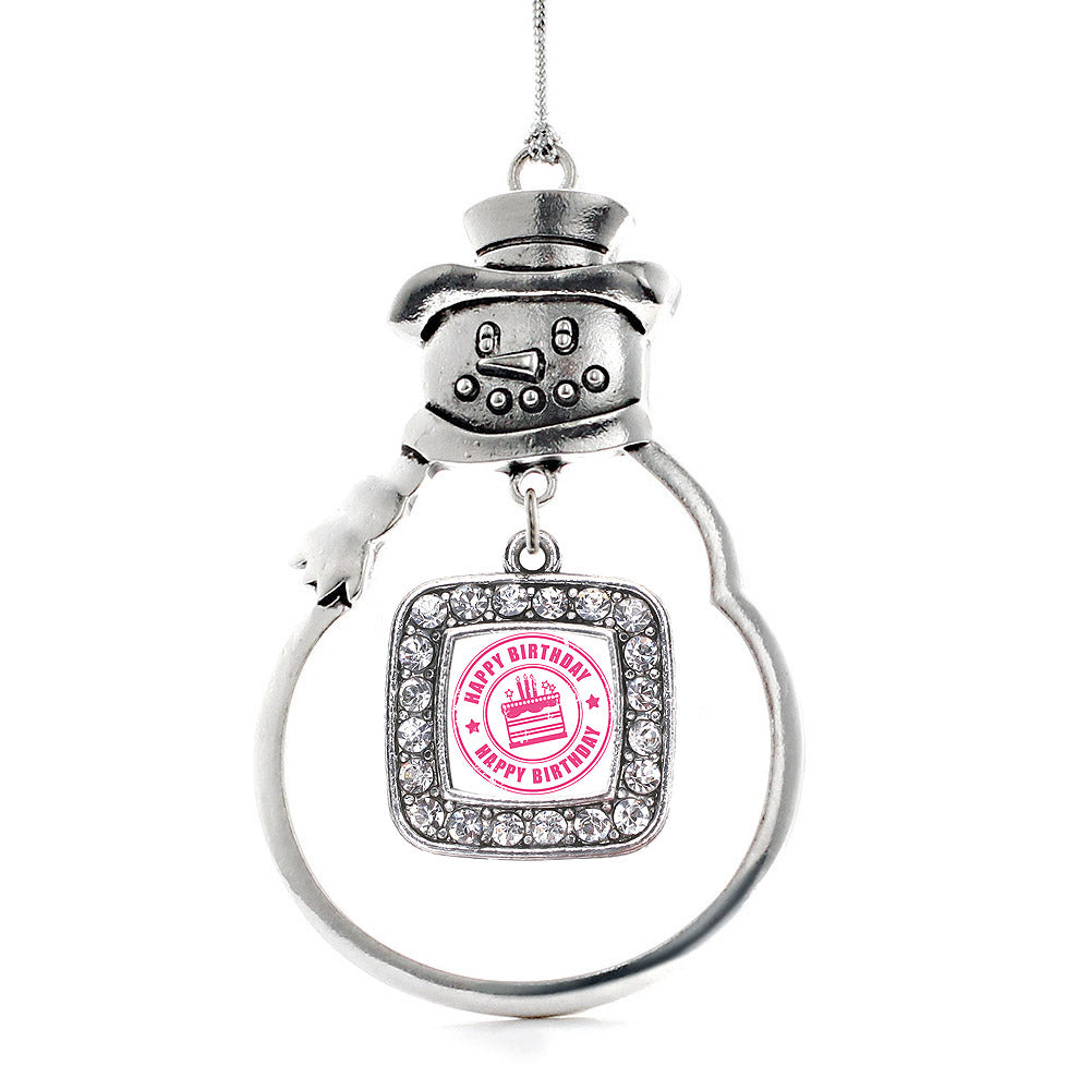 Happy Birthday Square Charm Christmas / Holiday Ornament