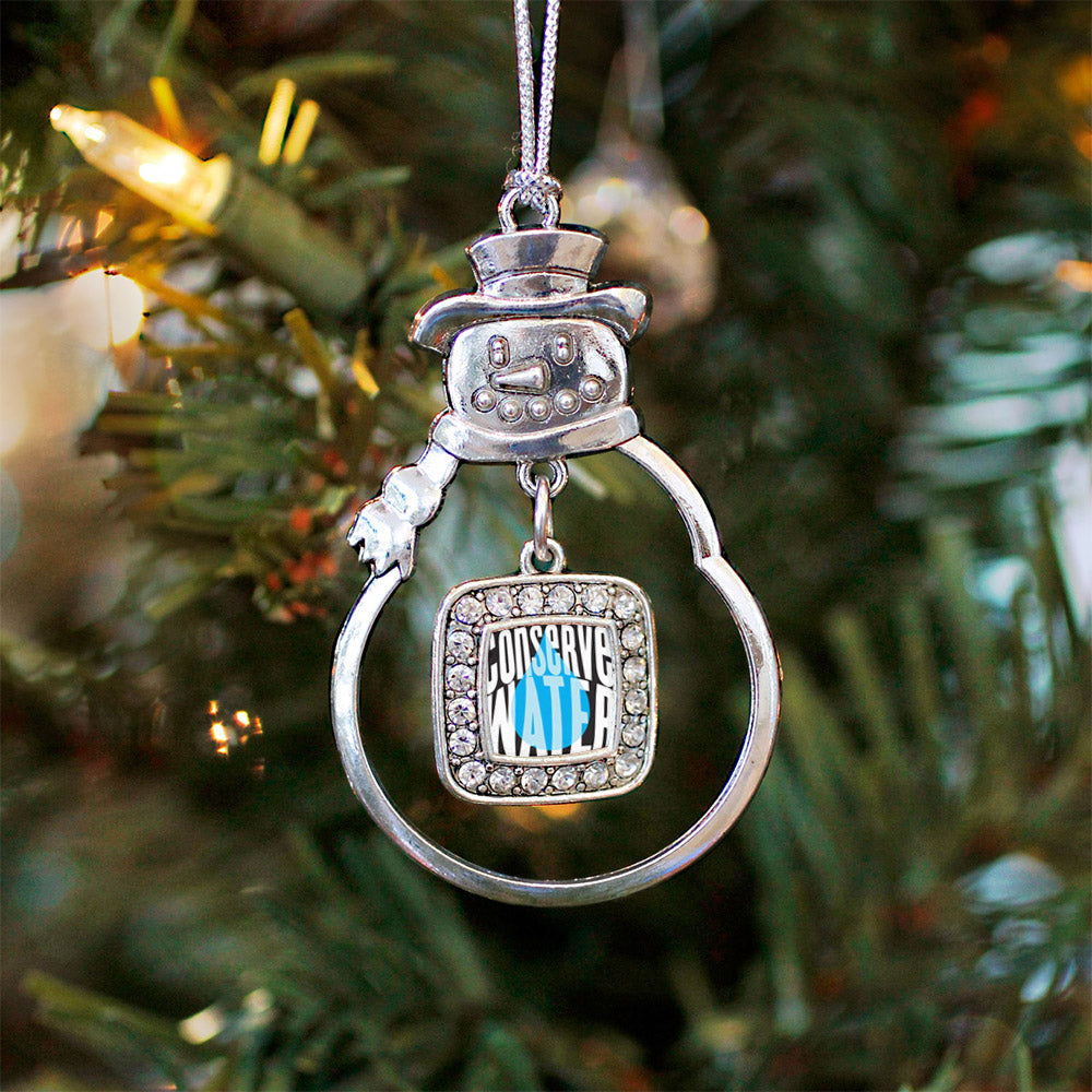 Conserve Water Square Charm Christmas / Holiday Ornament