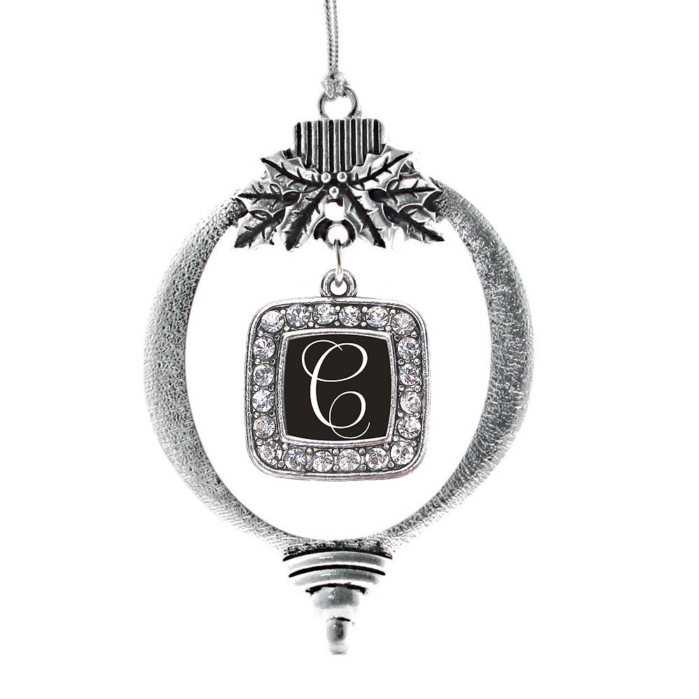 My Script Initials - Letter C Square Charm Christmas / Holiday Ornament