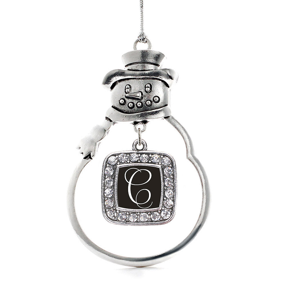 My Script Initials - Letter C Square Charm Christmas / Holiday Ornament