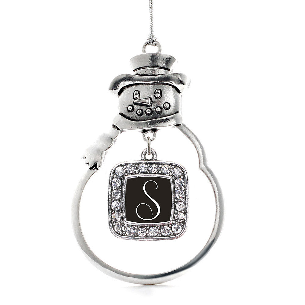 My Script Initials - Letter S Square Charm Christmas / Holiday Ornament