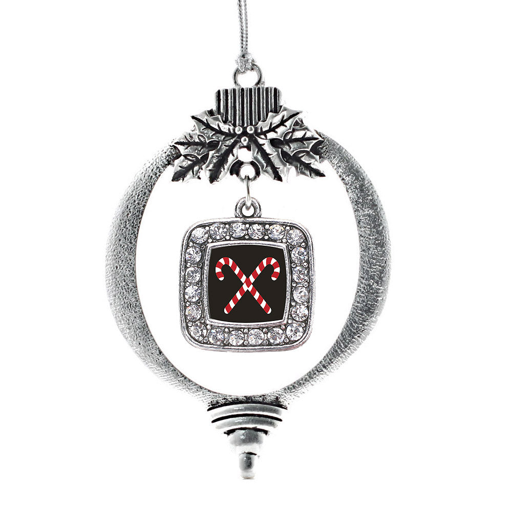 Candy Cane Square Charm Christmas / Holiday Ornament