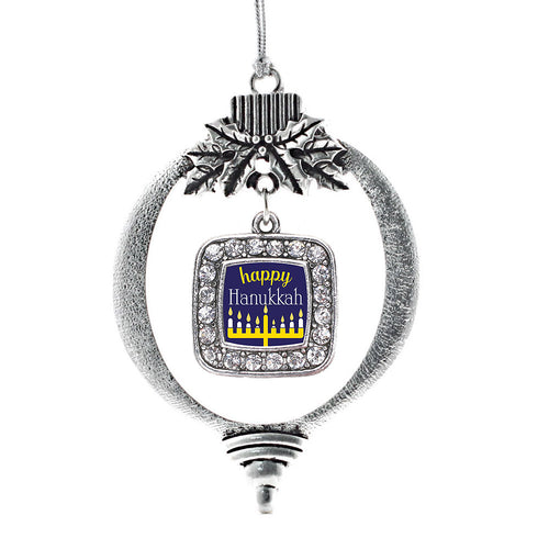 Happy Hanukkah Square Charm Christmas / Holiday Ornament