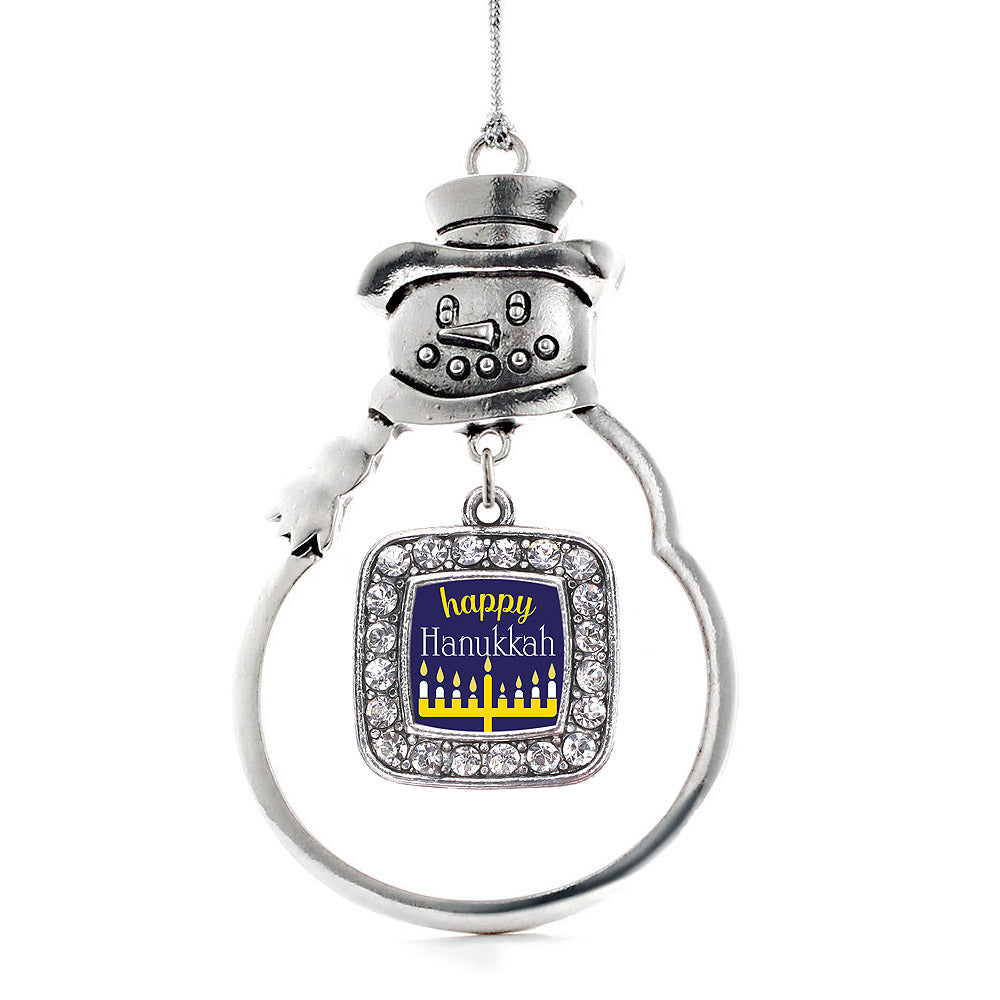 Happy Hanukkah Square Charm Christmas / Holiday Ornament