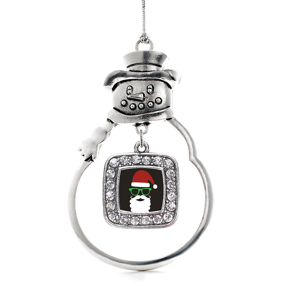 Hipster Santa Square Charm Christmas / Holiday Ornament
