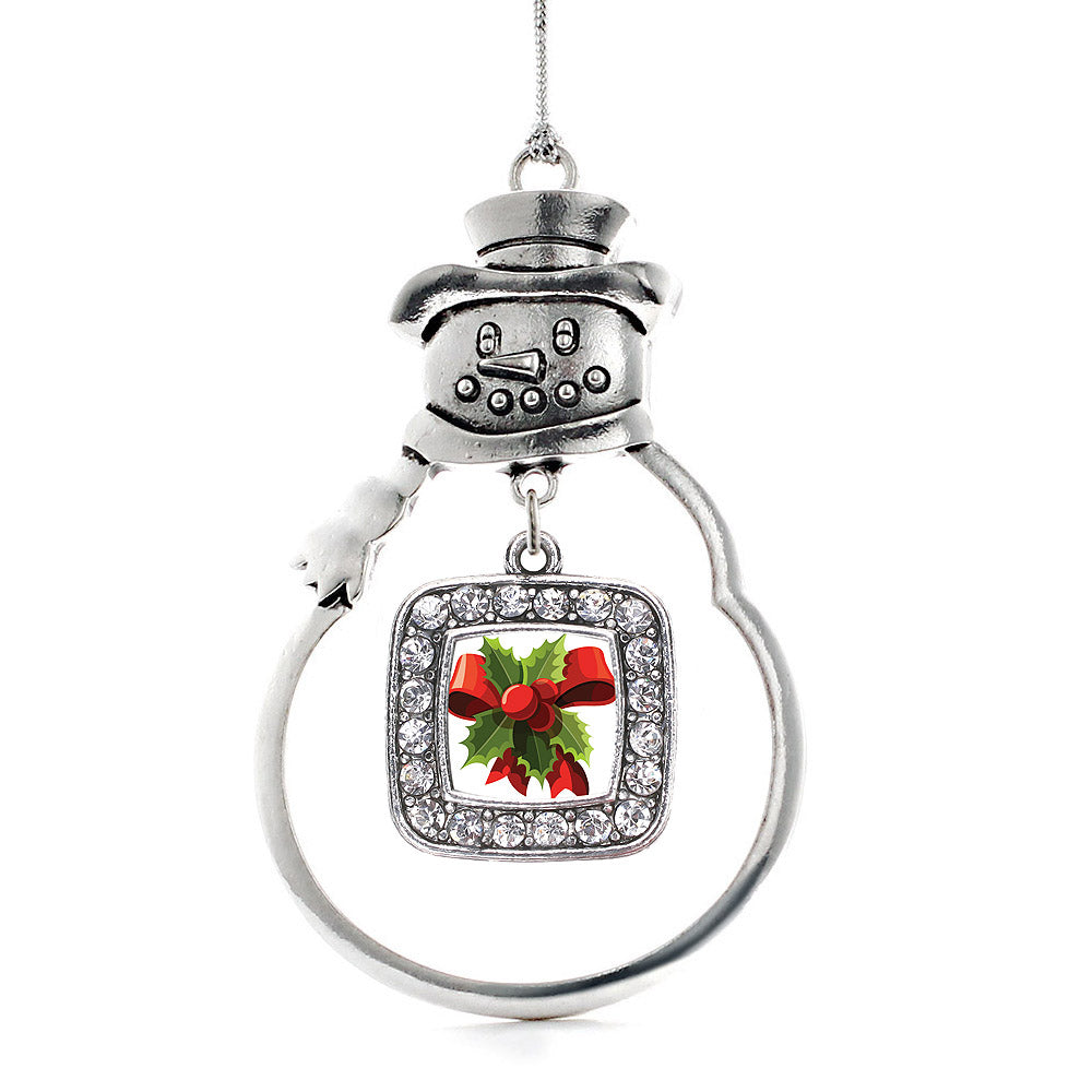 Holly Plant Square Charm Christmas / Holiday Ornament