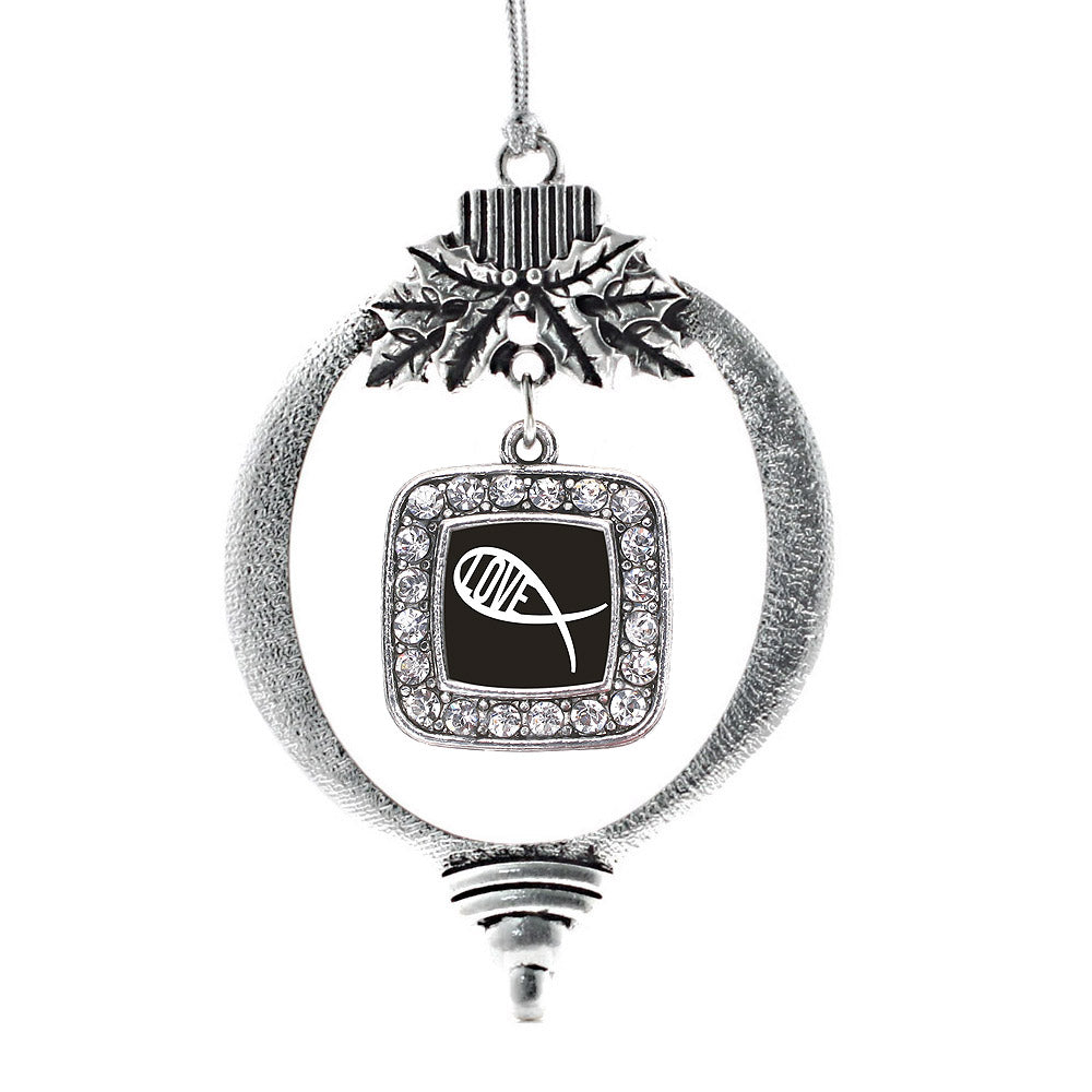 Christian Fish Love Square Charm Christmas / Holiday Ornament