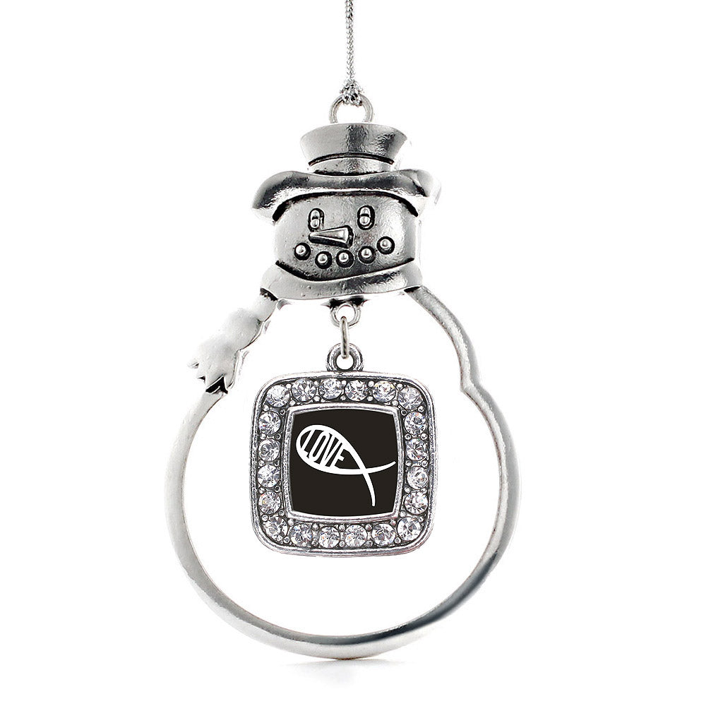 Christian Fish Love Square Charm Christmas / Holiday Ornament