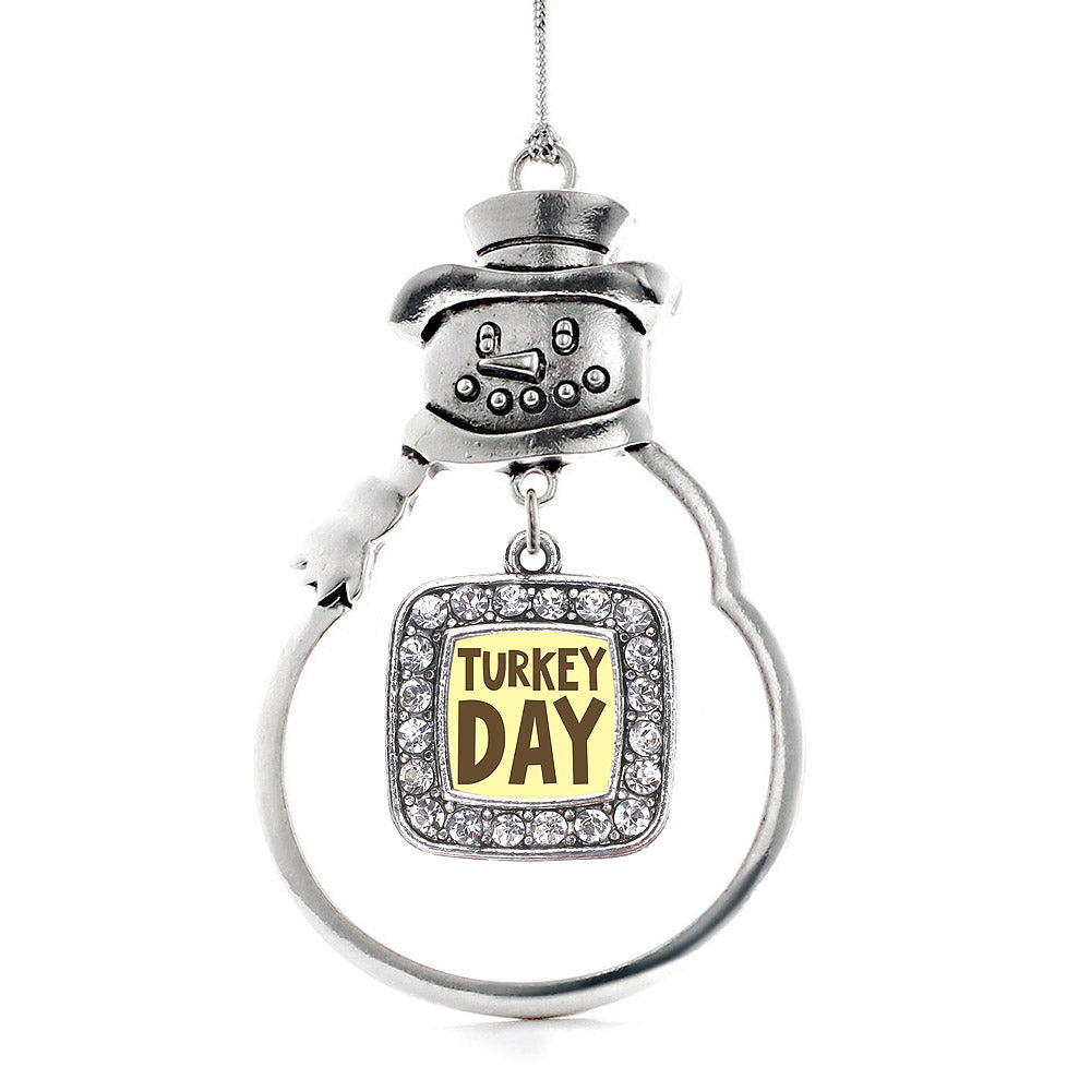 Turkey Day Square Charm Christmas / Holiday Ornament
