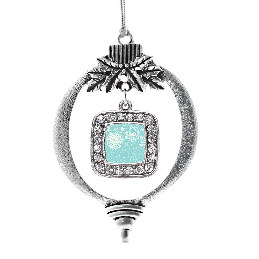 Falling Snowflakes Square Charm Christmas / Holiday Ornament