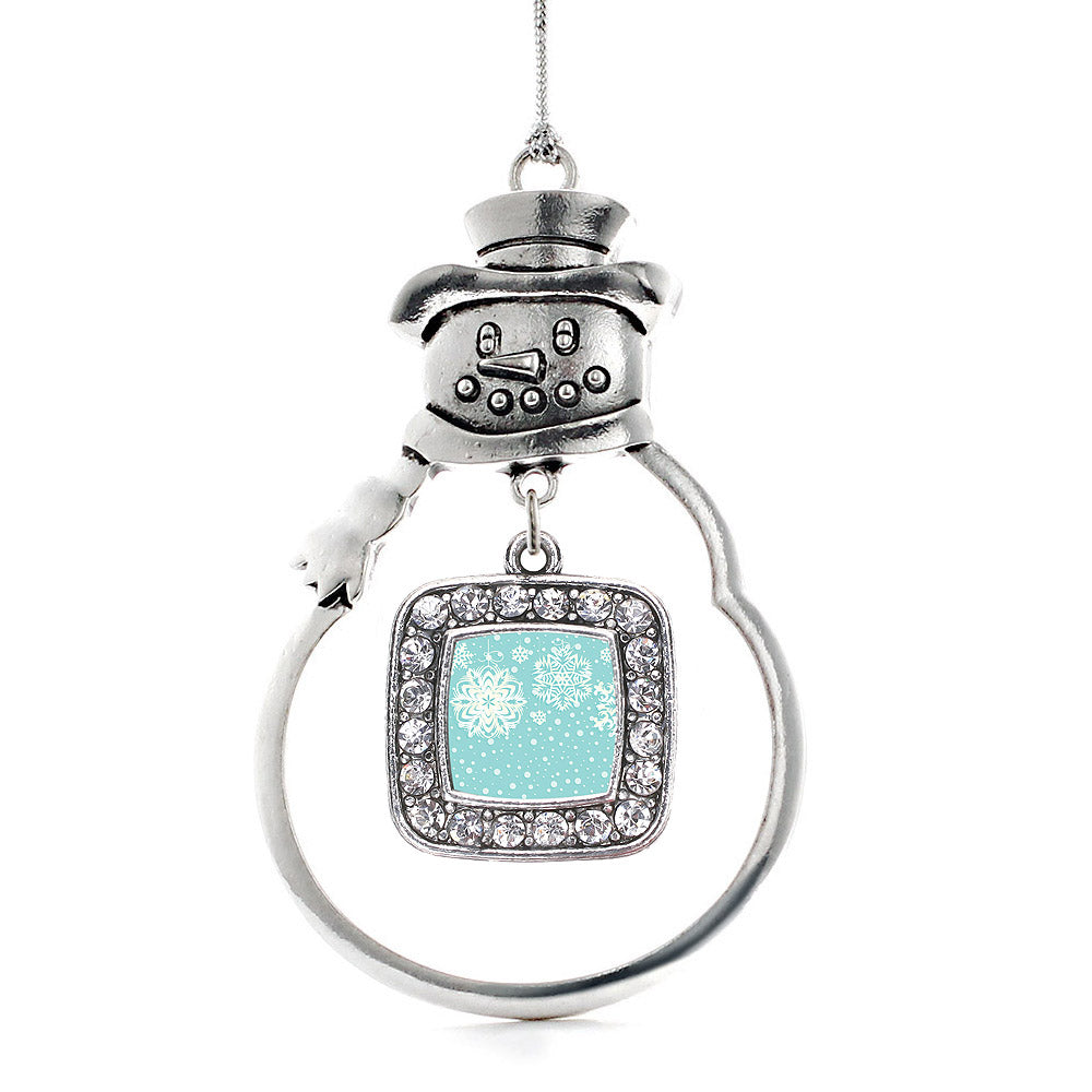 Falling Snowflakes Square Charm Christmas / Holiday Ornament