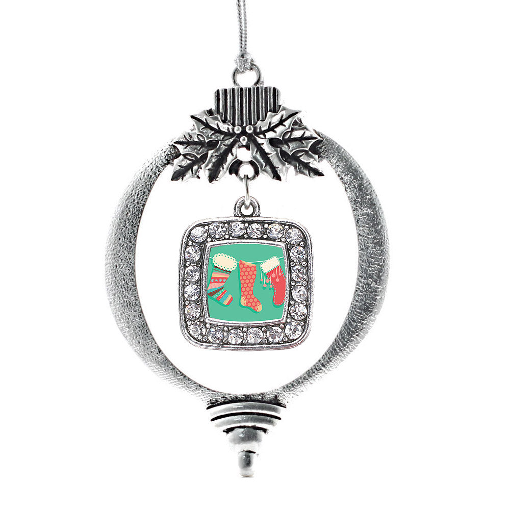 Holiday Stockings Square Charm Christmas / Holiday Ornament
