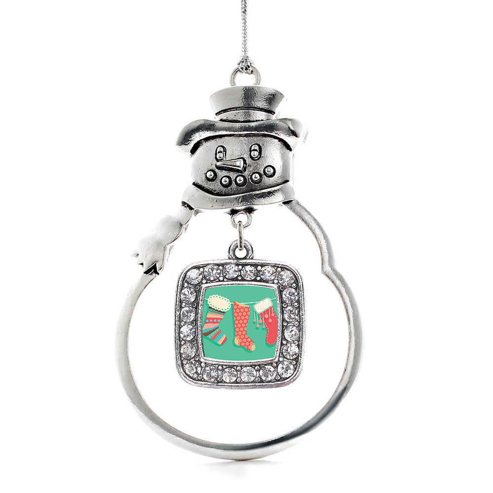 Holiday Stockings Square Charm Christmas / Holiday Ornament