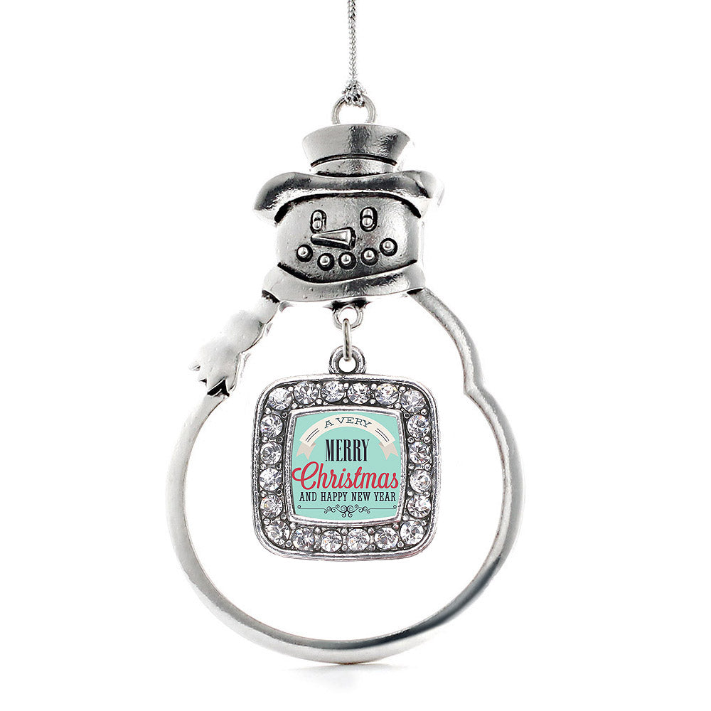 Very Merry Square Charm Christmas / Holiday Ornament