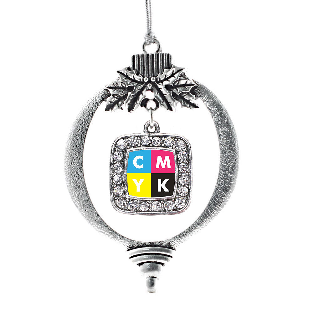 CMYK Square Charm Christmas / Holiday Ornament