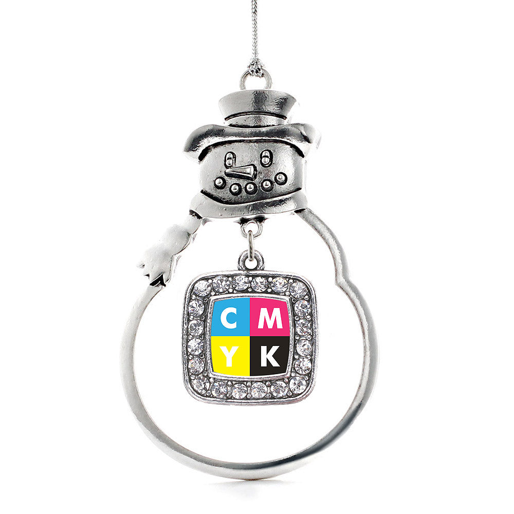 CMYK Square Charm Christmas / Holiday Ornament