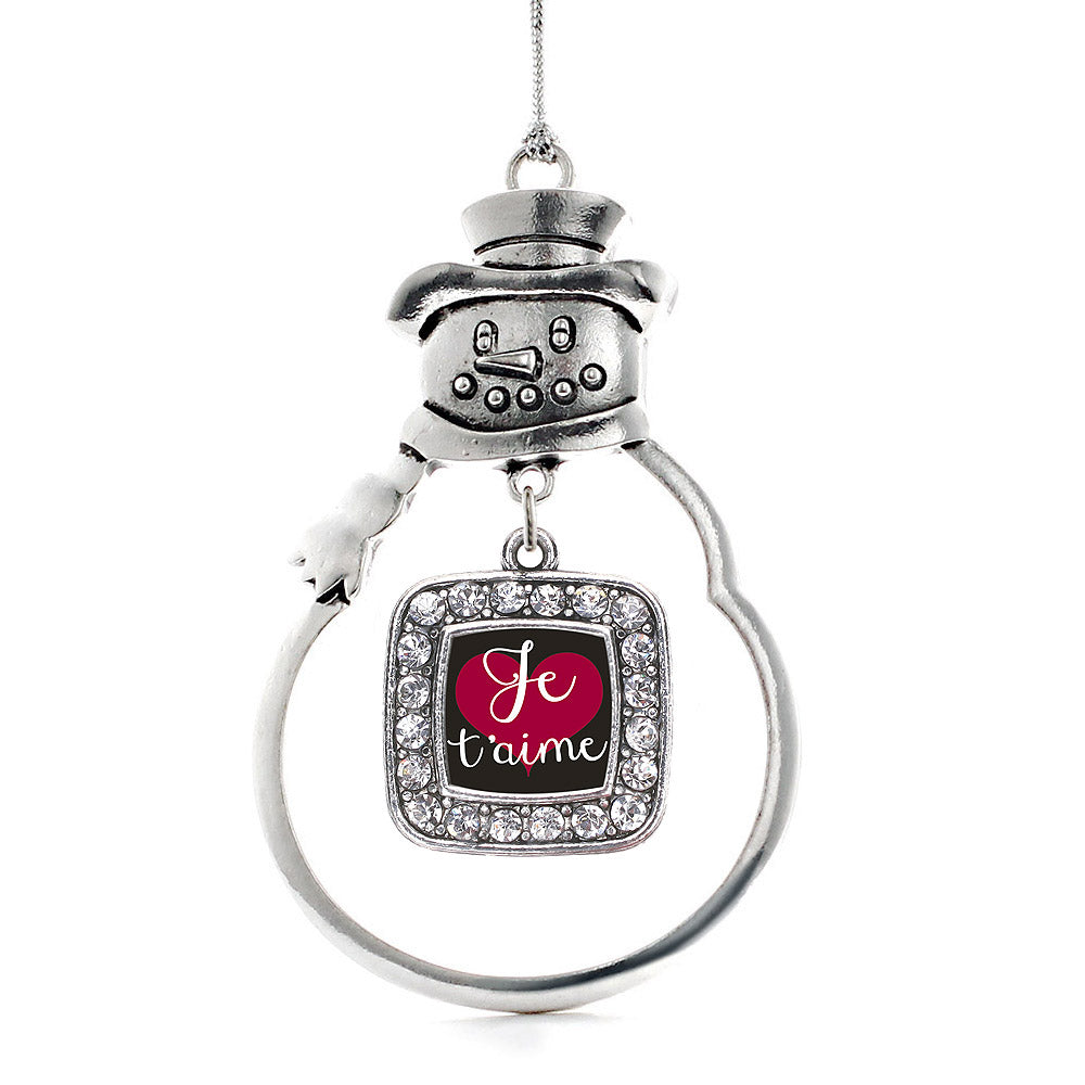 Je T'aime Square Charm Christmas / Holiday Ornament