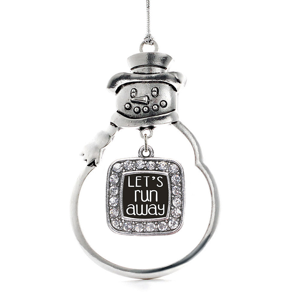Let's Run Away Square Charm Christmas / Holiday Ornament