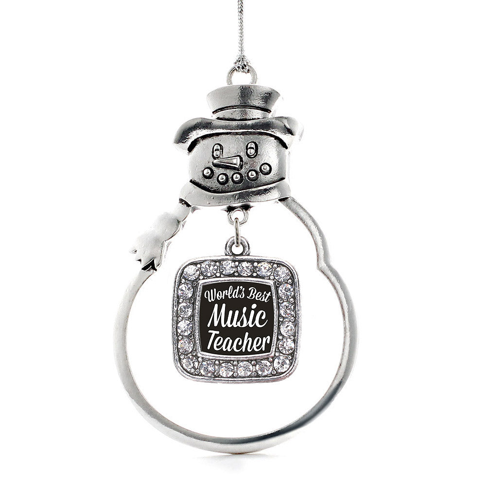 World's Best Music Teacher Square Charm Christmas / Holiday Ornament
