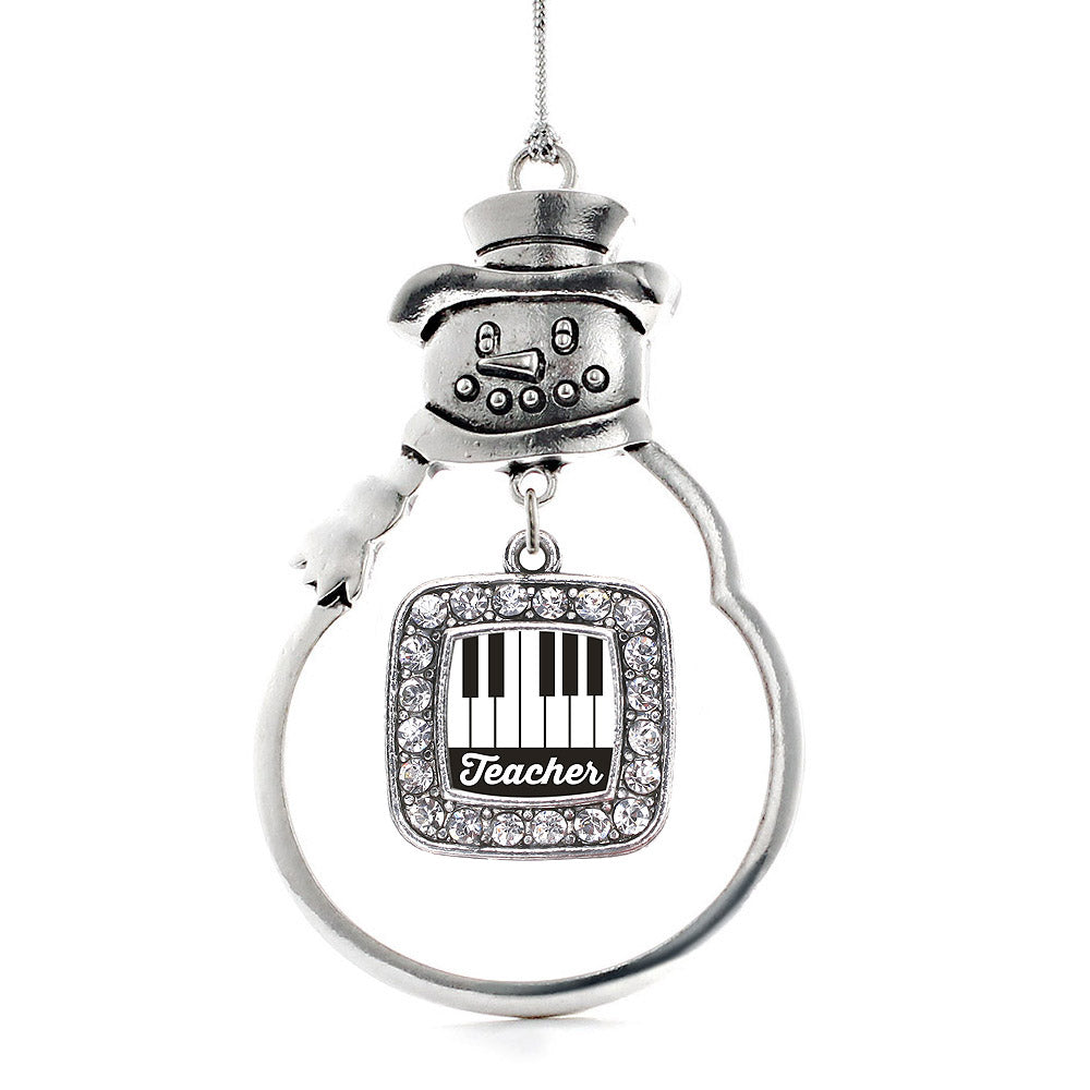 Piano Teacher Square Charm Christmas / Holiday Ornament