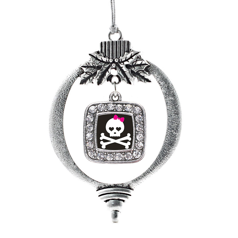 Cute Skull And Crossbones Square Charm Christmas / Holiday Ornament