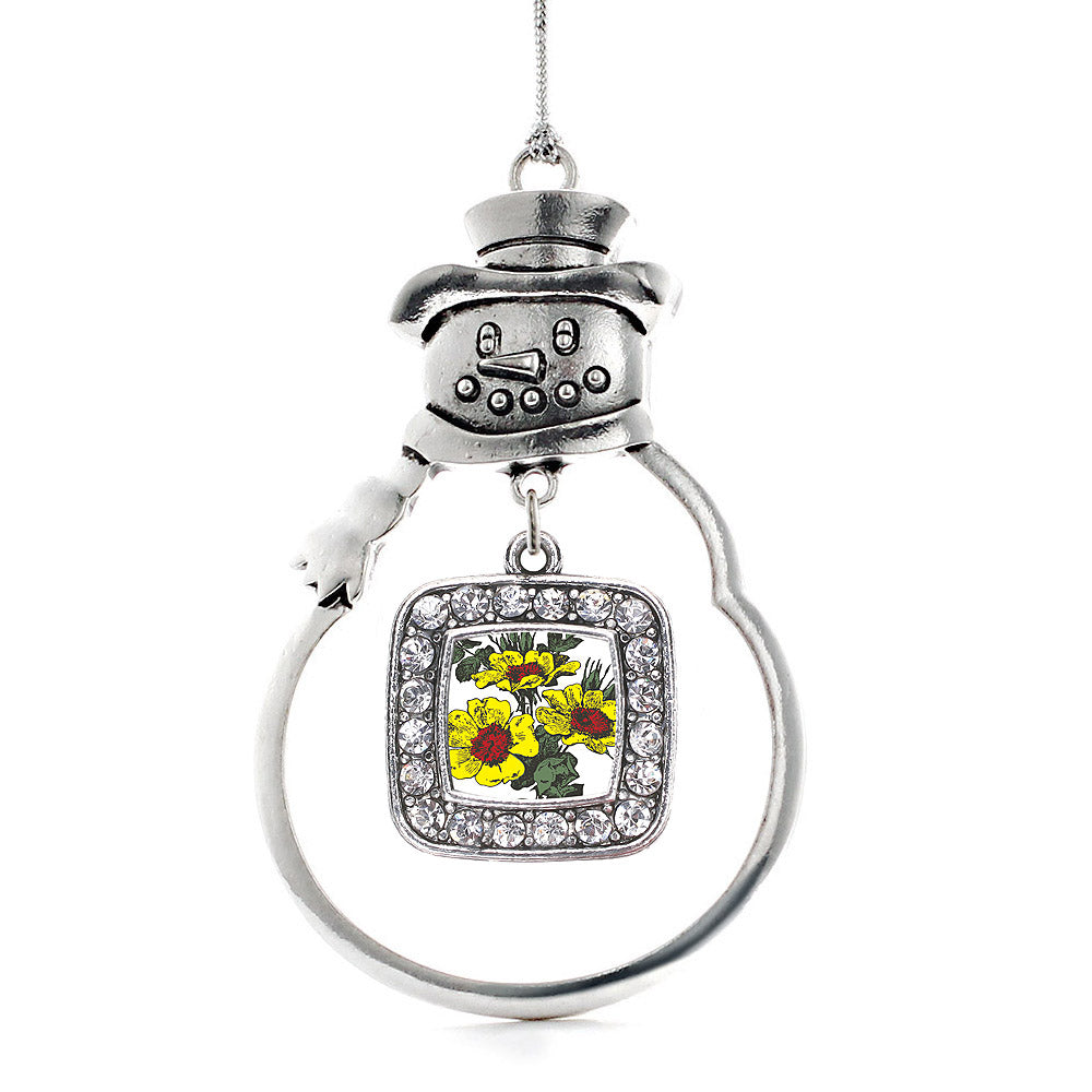 Coreopsis Flower Square Charm Christmas / Holiday Ornament