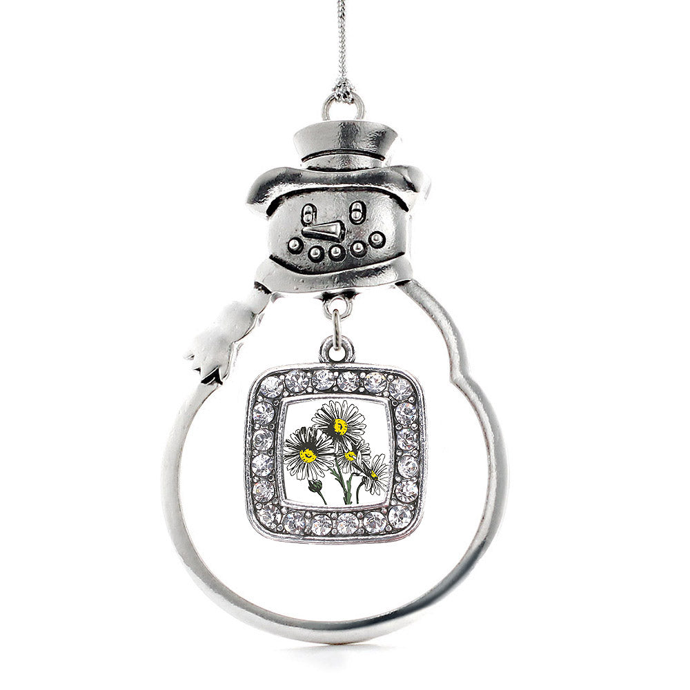 Daisy Flower Square Charm Christmas / Holiday Ornament