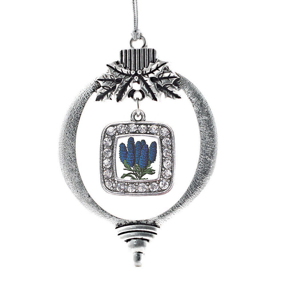 Delphinium Flower Square Charm Christmas / Holiday Ornament