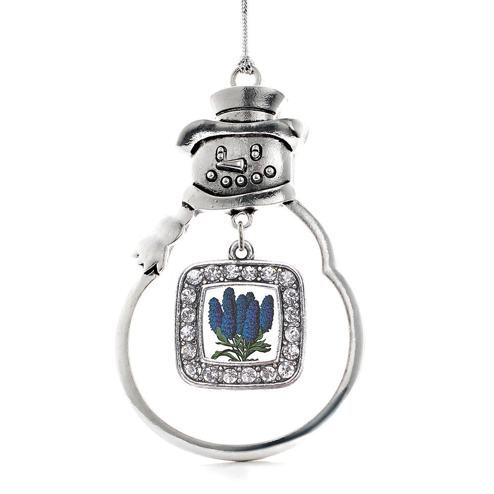 Delphinium Flower Square Charm Christmas / Holiday Ornament